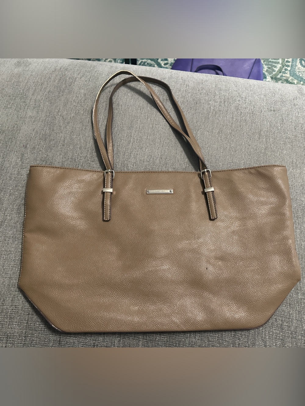 Nine West Taupe Leather Tote